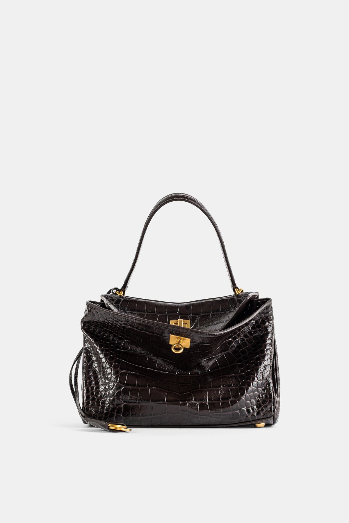 Sac Rodeo Top Handle en Cuir Embossé Croco