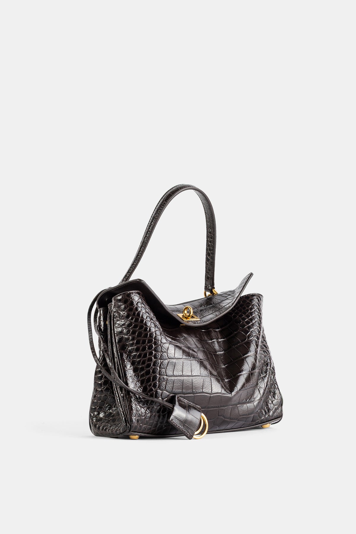 Sac Rodeo Top Handle en Cuir Embossé Croco
