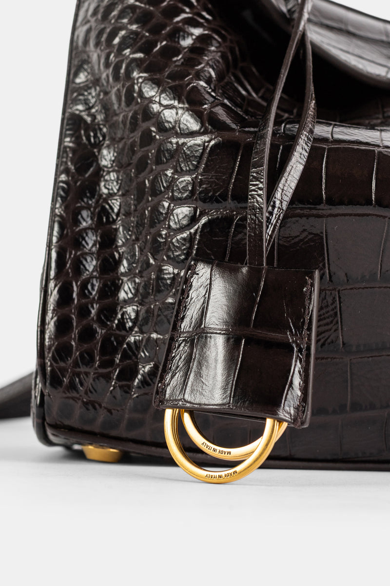 Sac Rodeo Top Handle en Cuir Embossé Croco