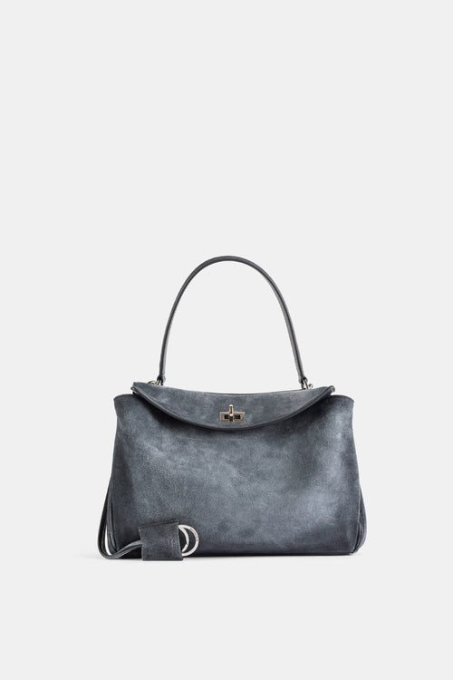 Sac top handle Rodeo Small en daim gris ardoise