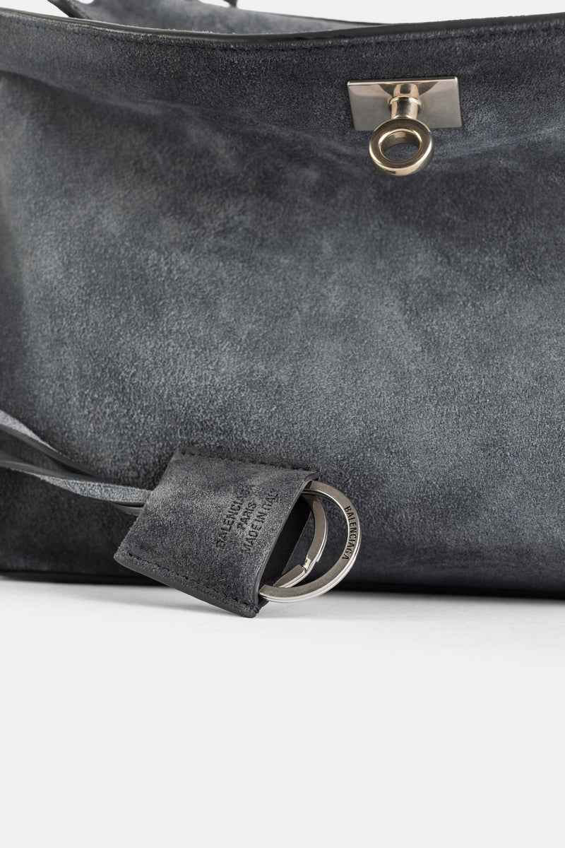Sac top handle Rodeo Small en daim gris ardoise