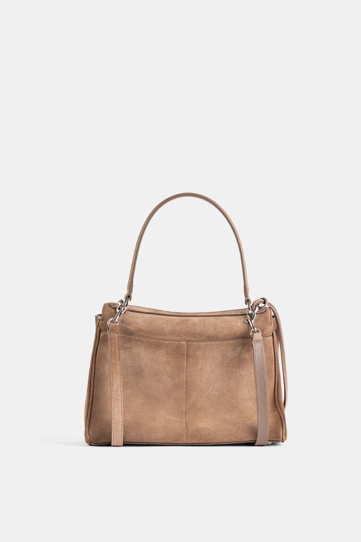 Sac top handle Rodeo Small en daim sésame
