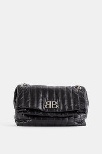 Borsa Monaco Trapuntata in Pelle Nera - BONE