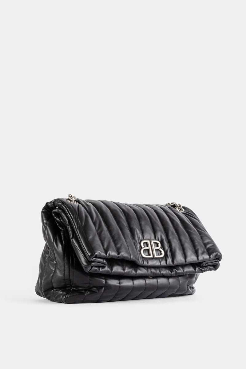 Sac Monaco Matelassé en Cuir Noir