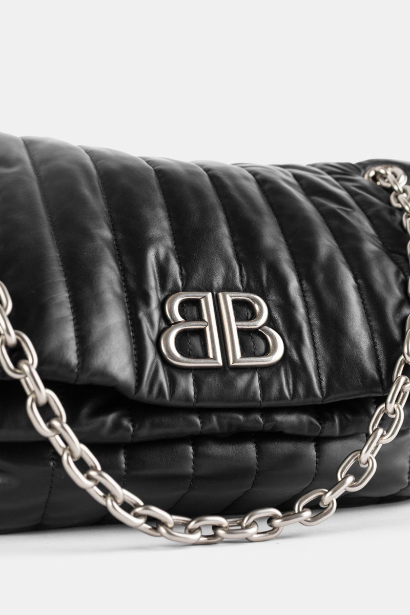 Sac Monaco Matelassé en Cuir Noir
