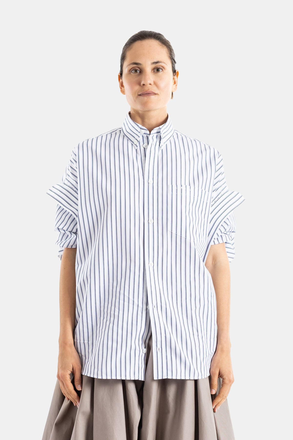 Chemise rayée à manches structurées