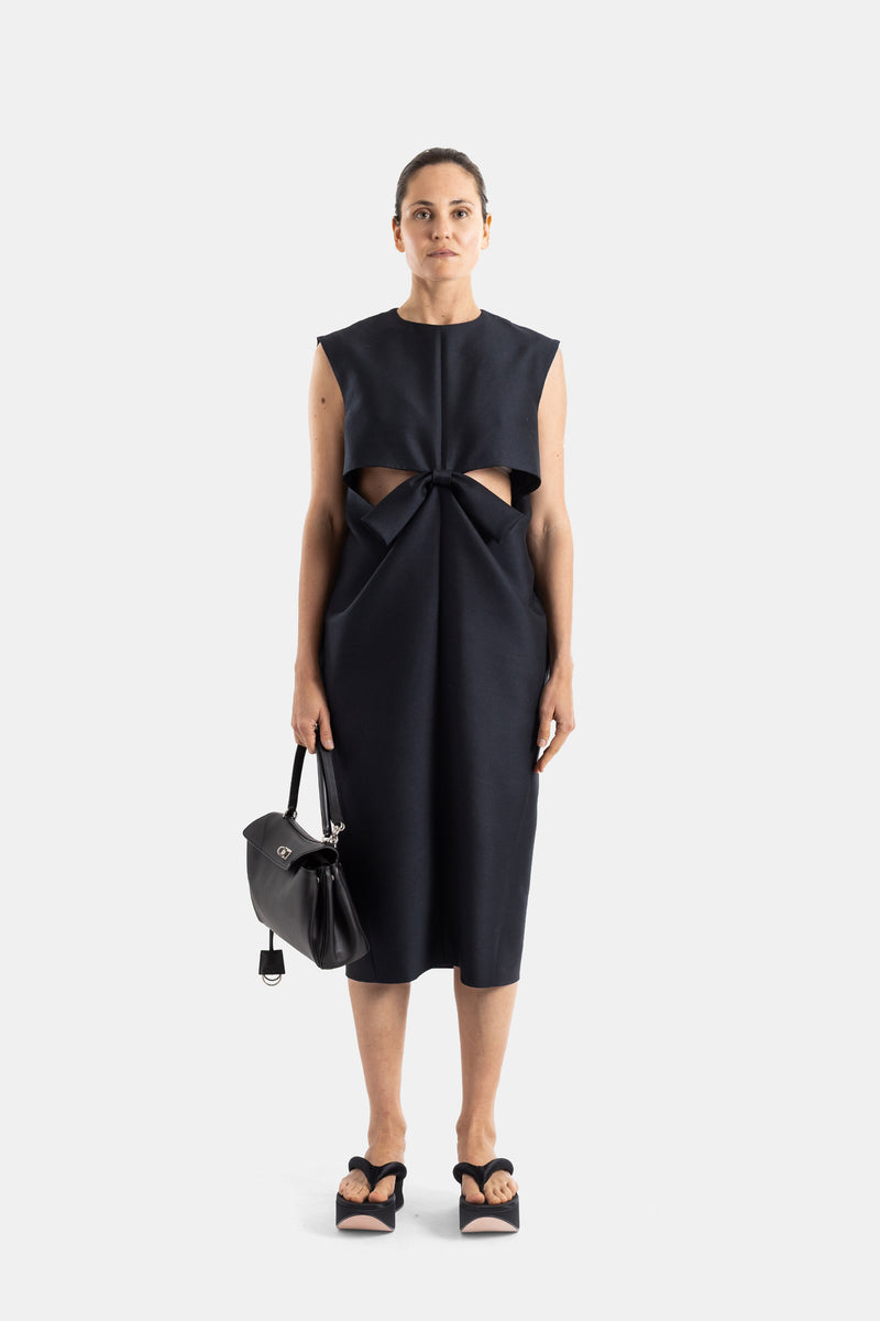 Black Cocoon Bow Dress