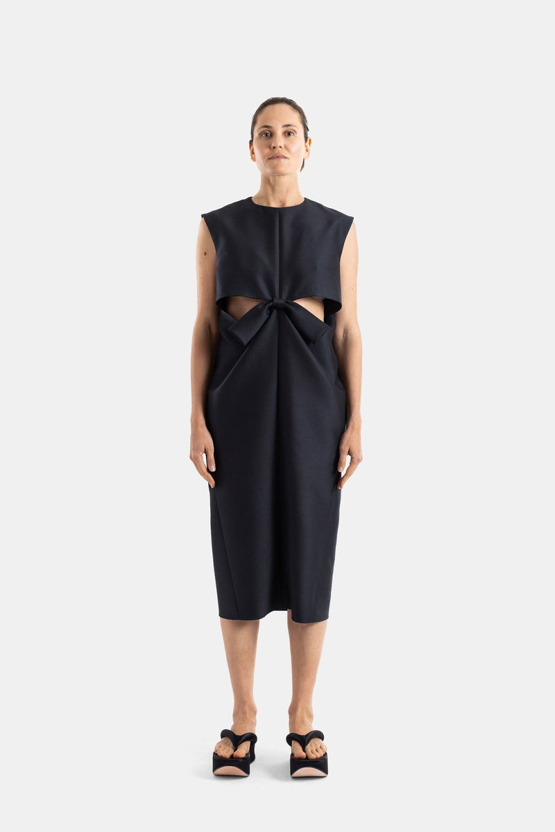 Black Cocoon Bow Dress