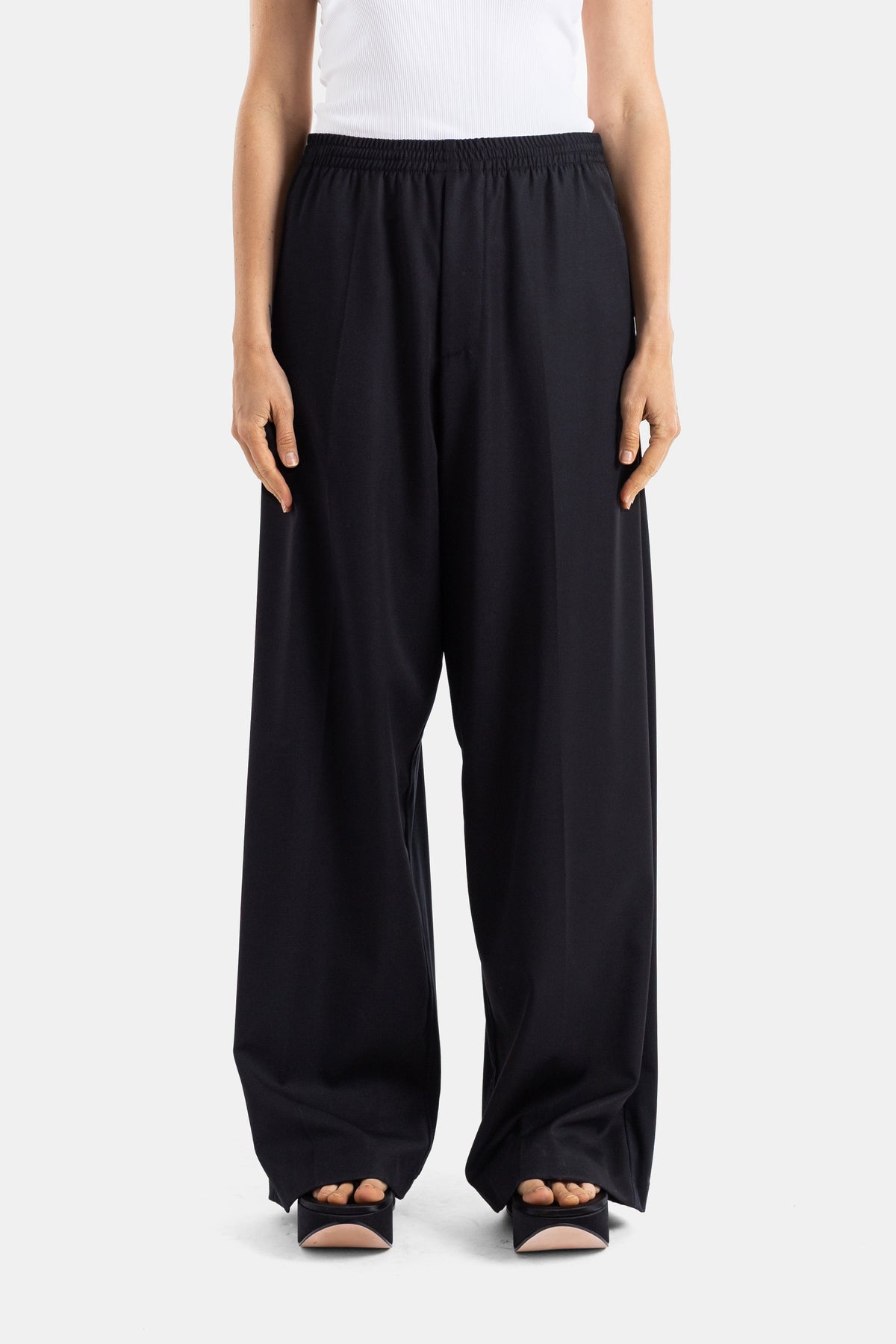 Black Wide-Leg Tailored Trousers