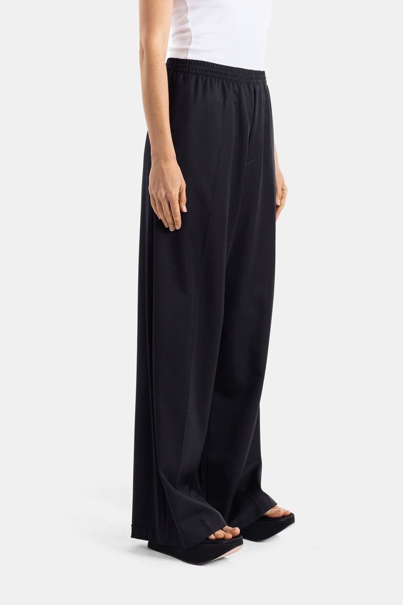 Black Wide-Leg Tailored Trousers