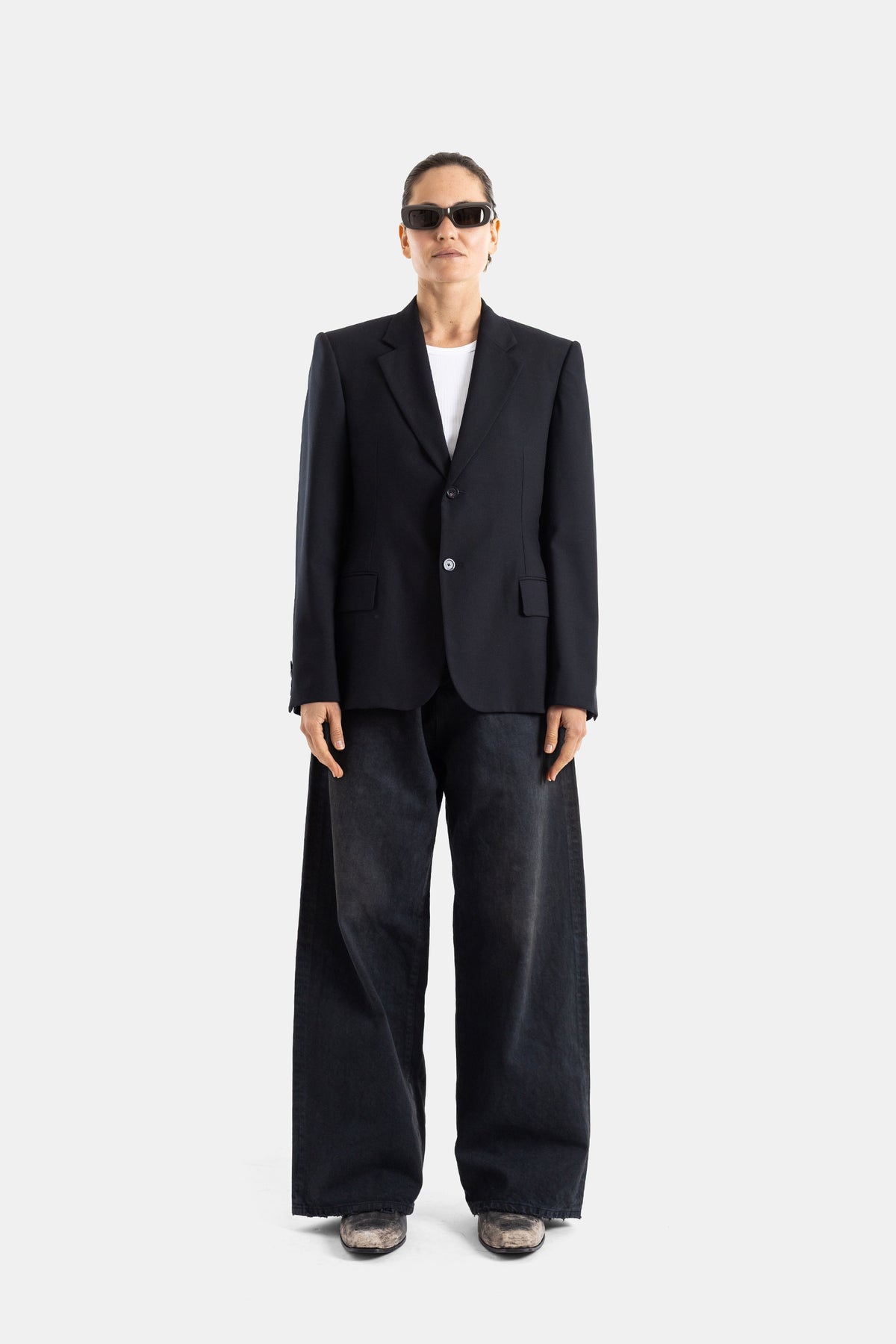 Veste de tailleur à deux boutons noire