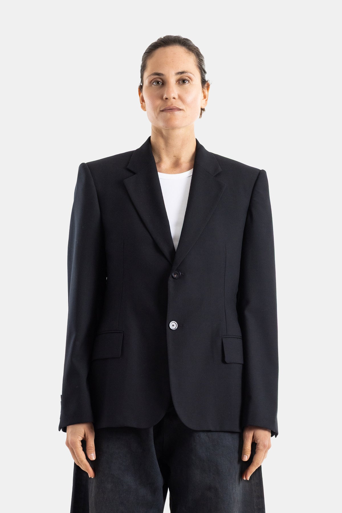 Veste de tailleur à deux boutons noire