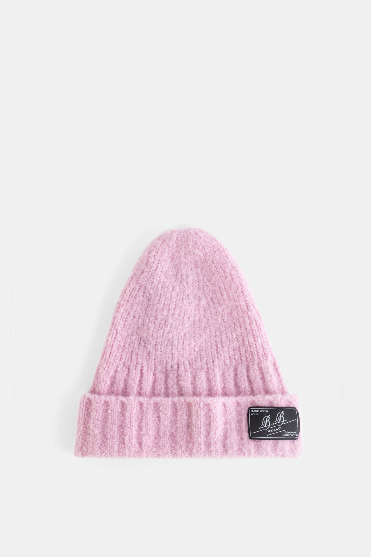 BB Wallace gorro Shore em lã e caxemira rosa pálido canelado com aba FW25