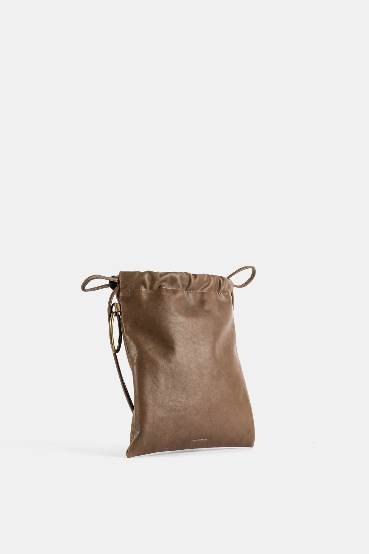 Sac Drawstring Large en Cuir Kaki
