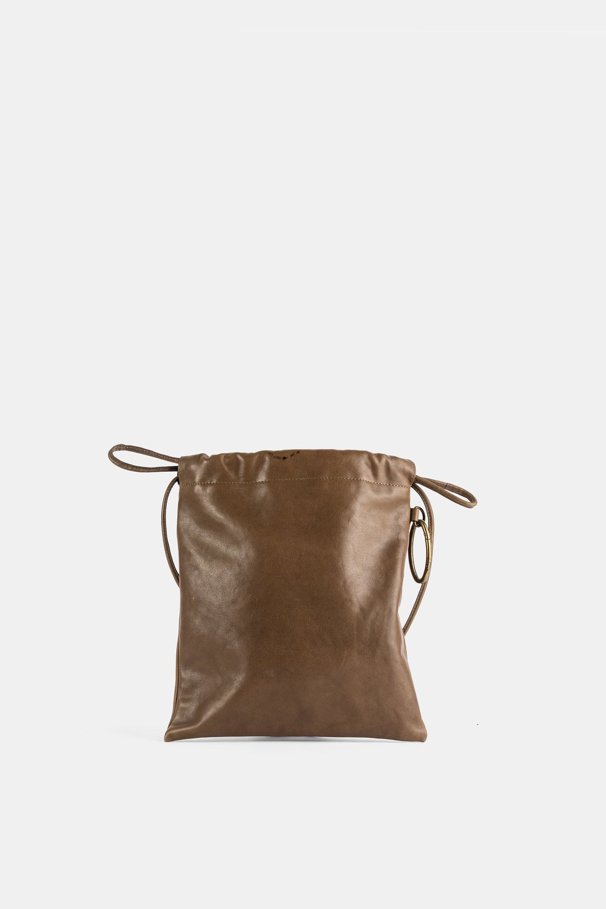 Sac Drawstring Large en Cuir Kaki