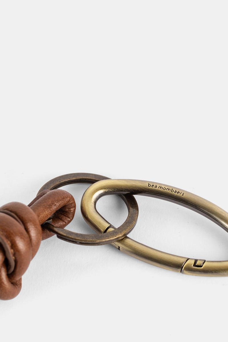 Porte-clés à Nœud en Cuir Cognac