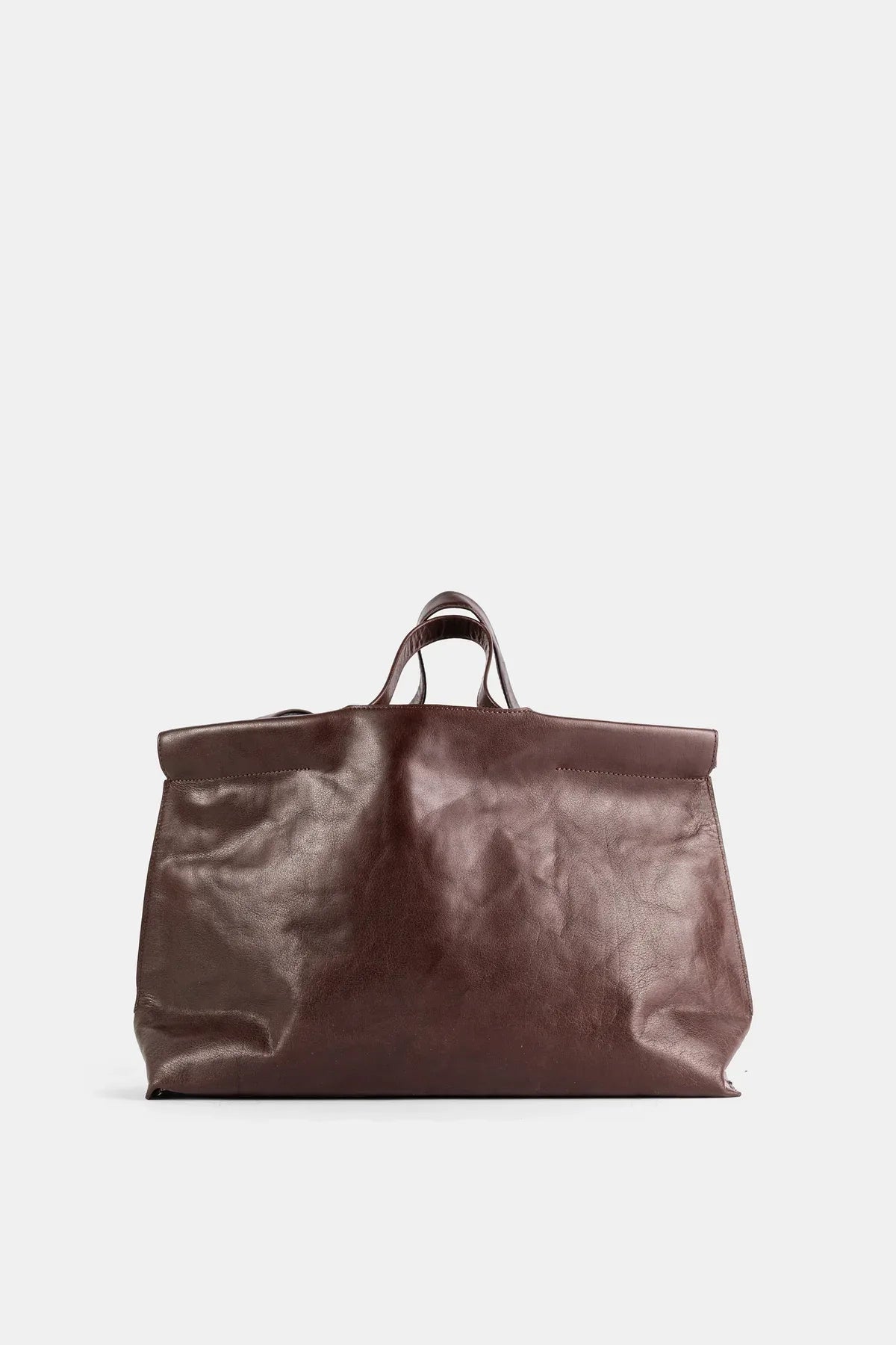 Brown Leather Midi Shopper Bag