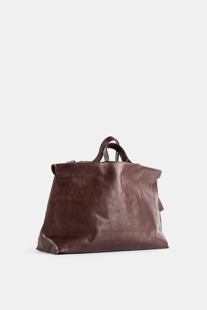 Brown Leather Midi Shopper Bag