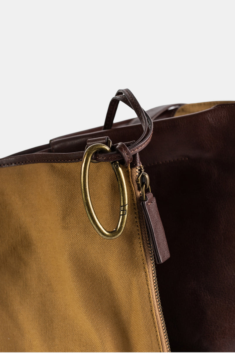 Brown Leather Midi Shopper Bag