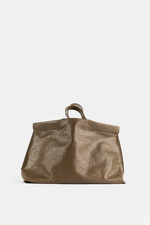 Shopper Midi en cuir mat kaki