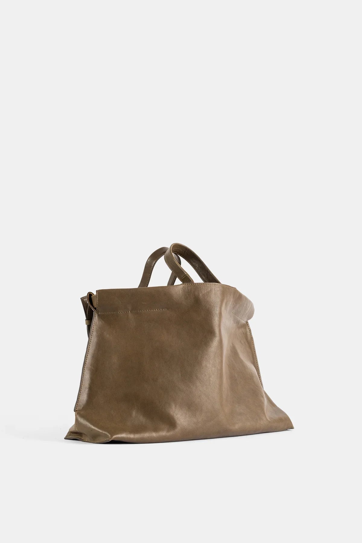 Shopper Midi en cuir mat kaki