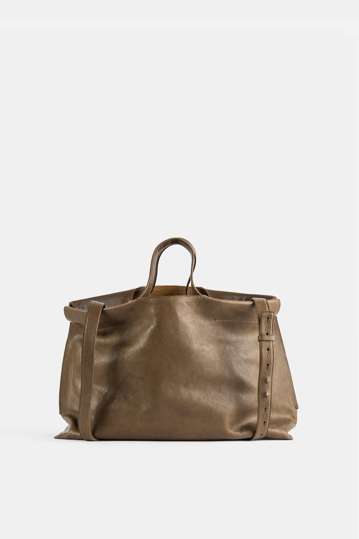 Khaki Matte Ledershopper Midi