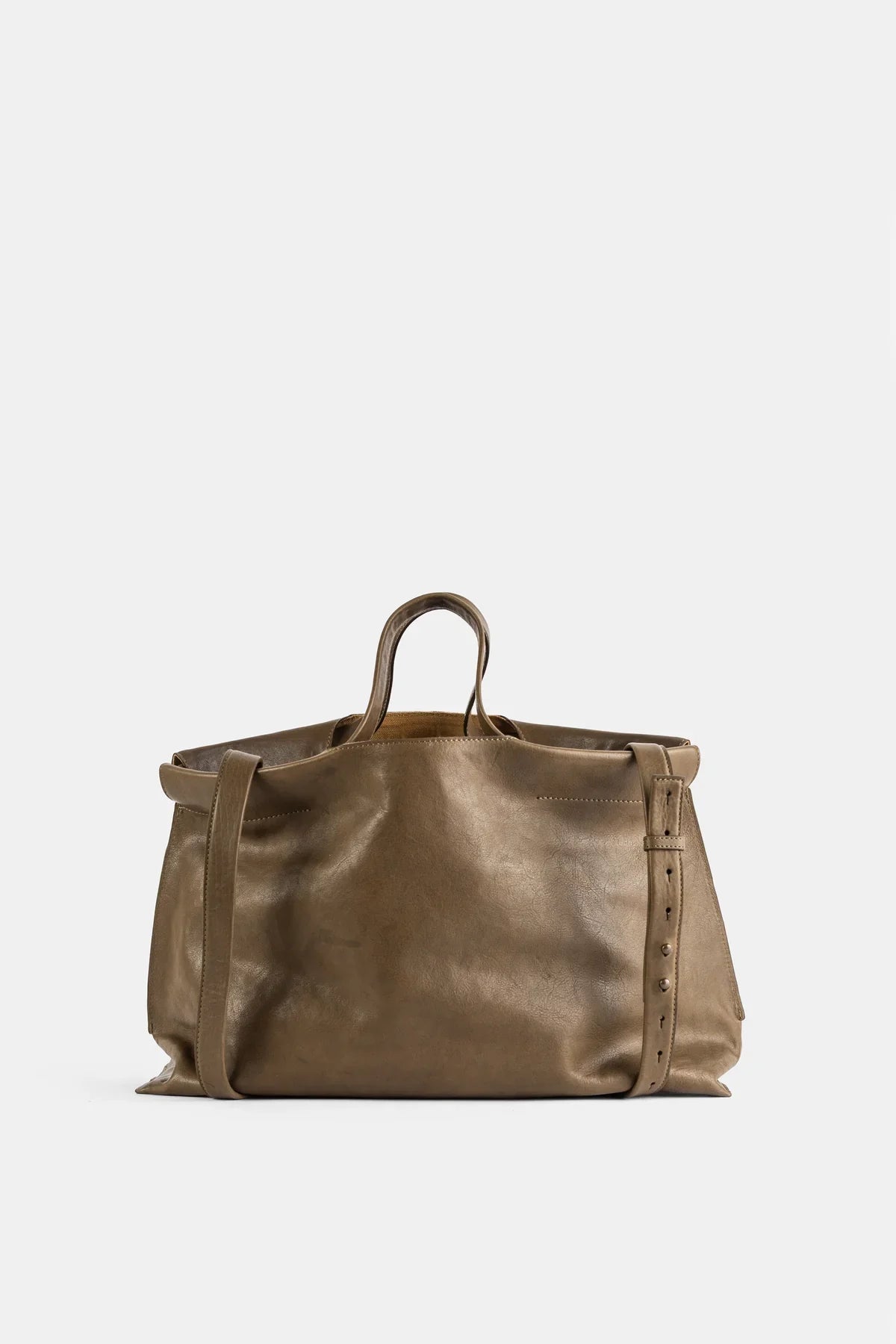 Shopper Midi en cuir mat kaki