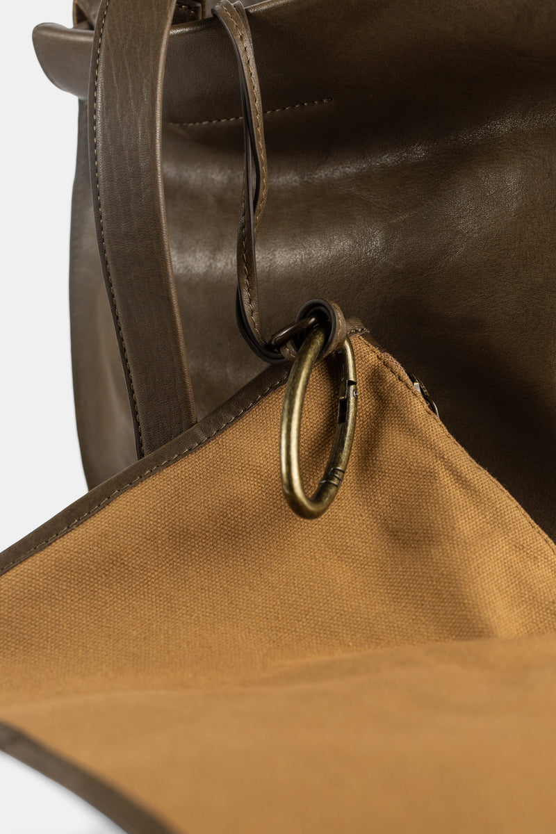 Khaki Matte Ledershopper Midi