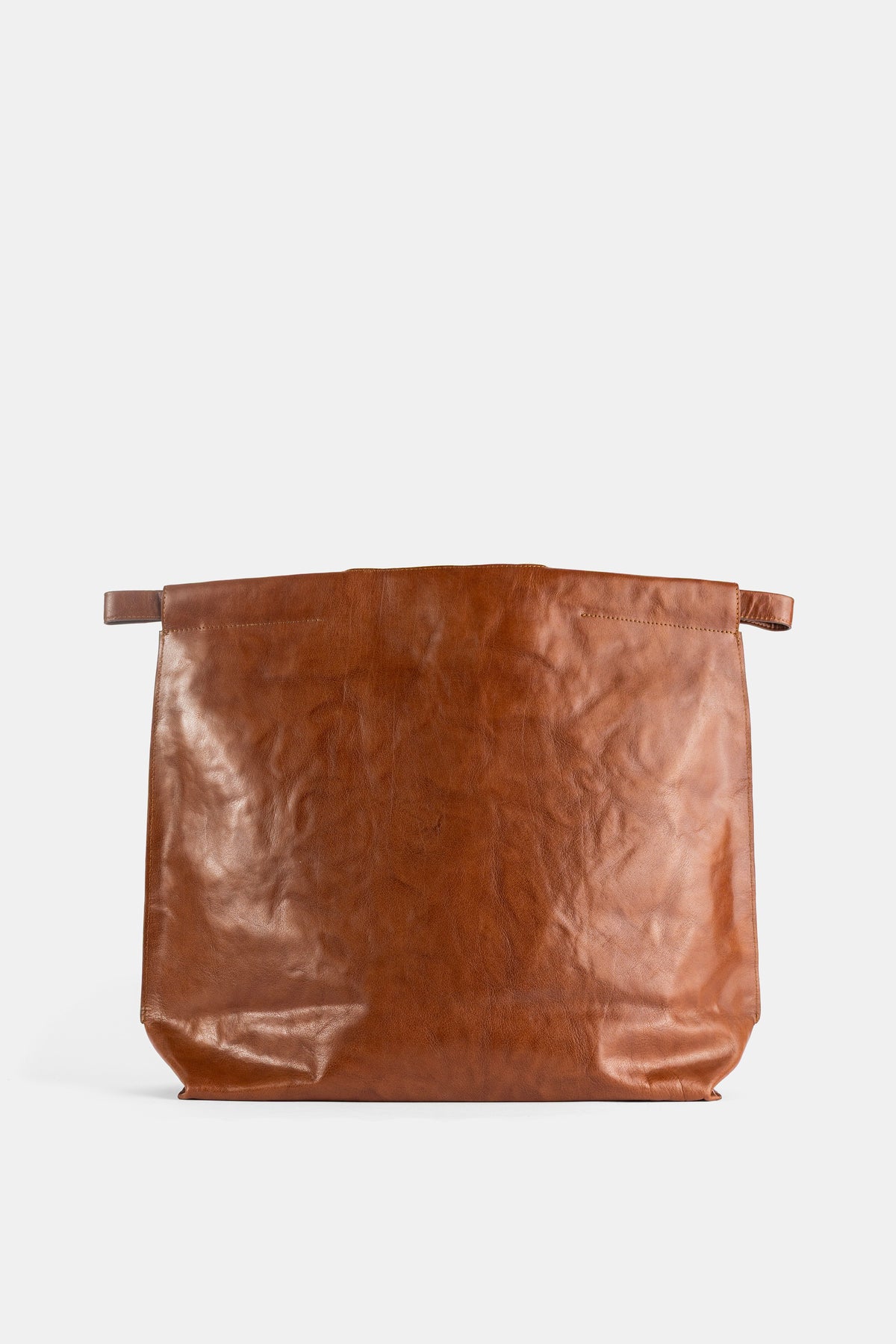 Large Cognac Leather Shopper Bag