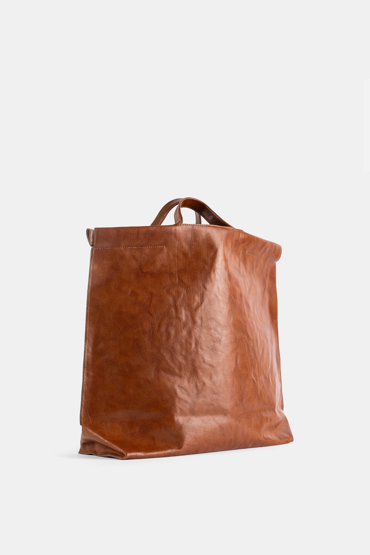 Large Cognac Leather Shopper Bag