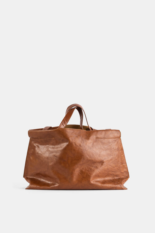 Sac Shopper Midi en Cuir Cognac
