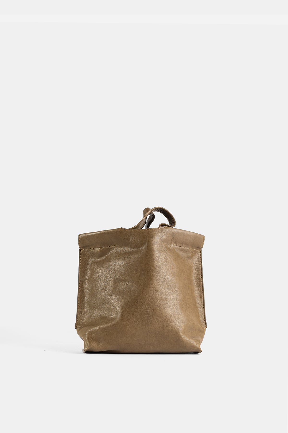 Matte S Shopper in khaki matte leather