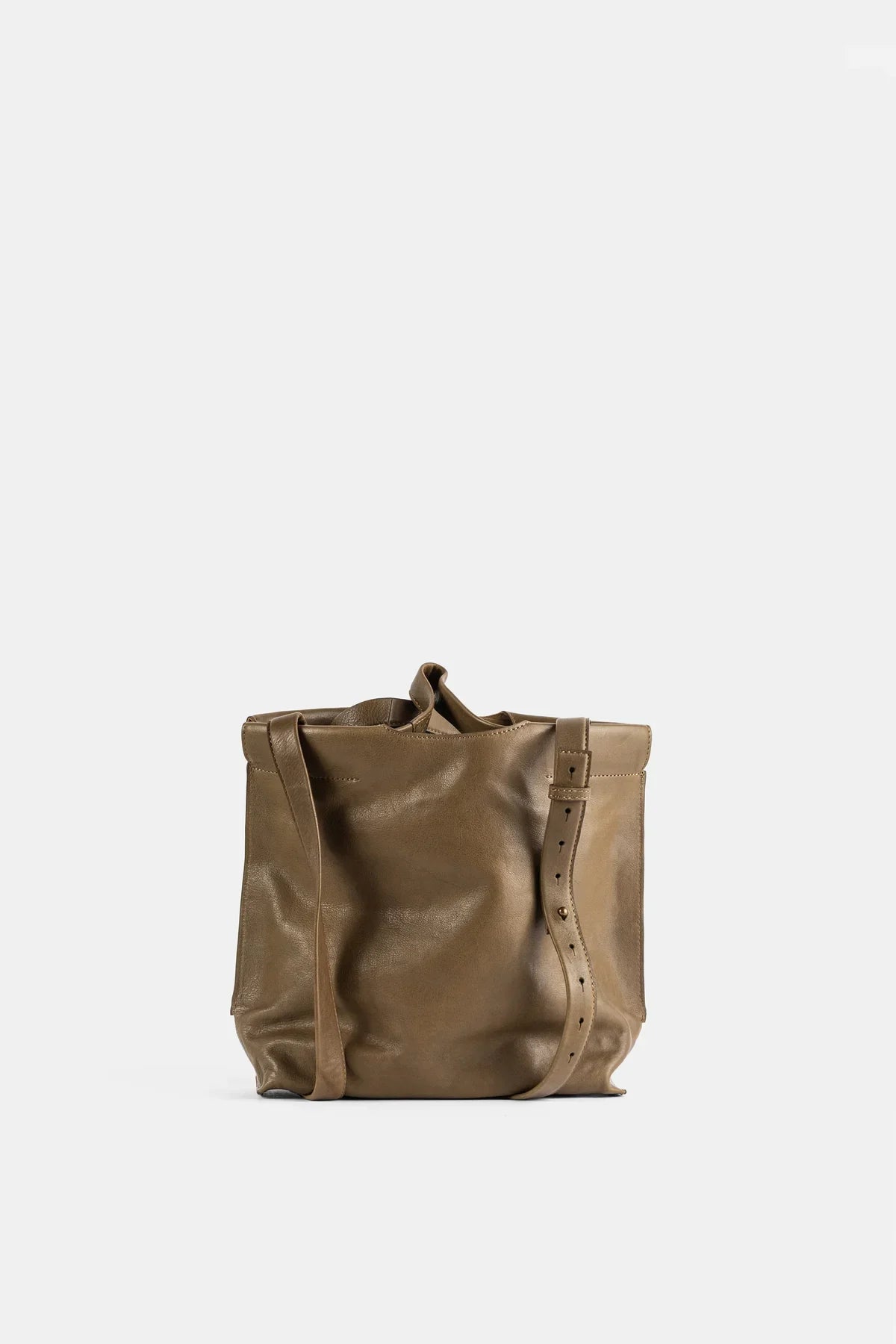 Shopper S Matte aus mattem khakifarbenem Leder