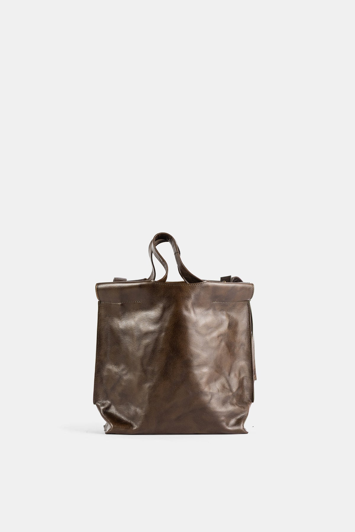 Shopper S en cuir mat olive