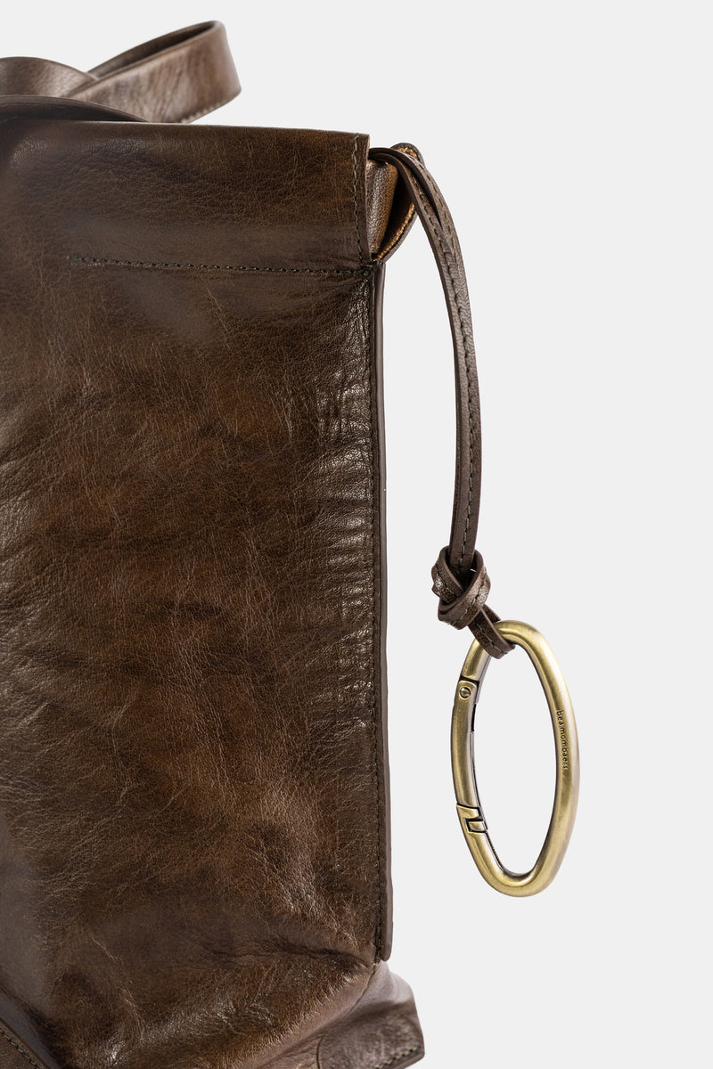 Shopper S en cuir mat olive