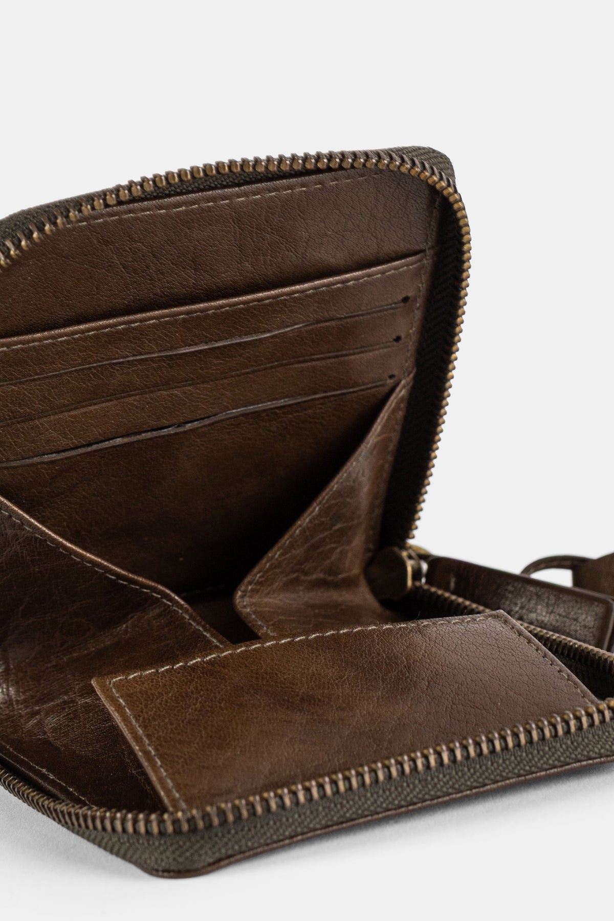 Brown Leather Zip-Around Wallet