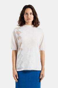 T-Shirt Seashell Argyle Jacquard mit Muschelmuster Ecru - S