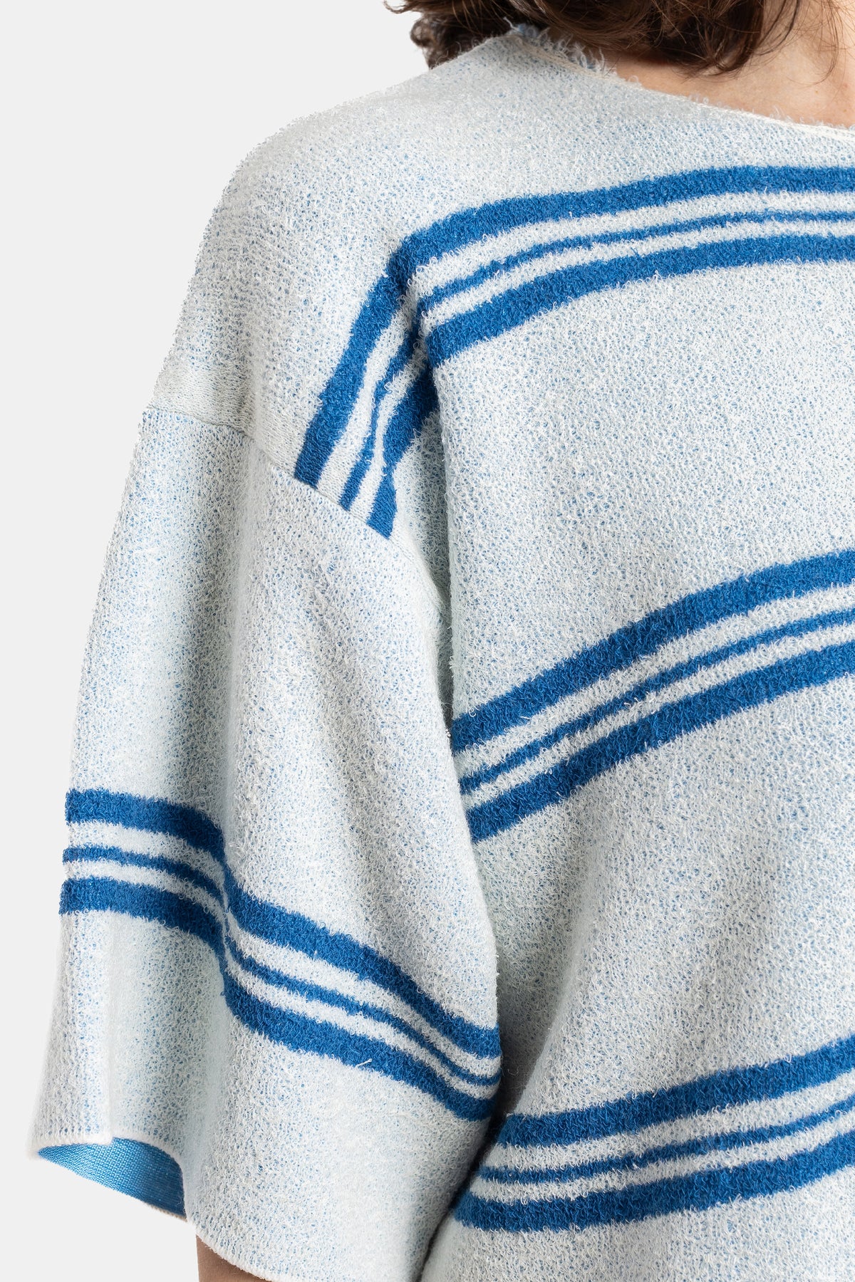 Double-sided reversible stripe navy T-shirt