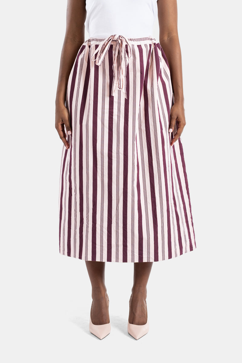 Burgundy and pink striped Big Square skirt