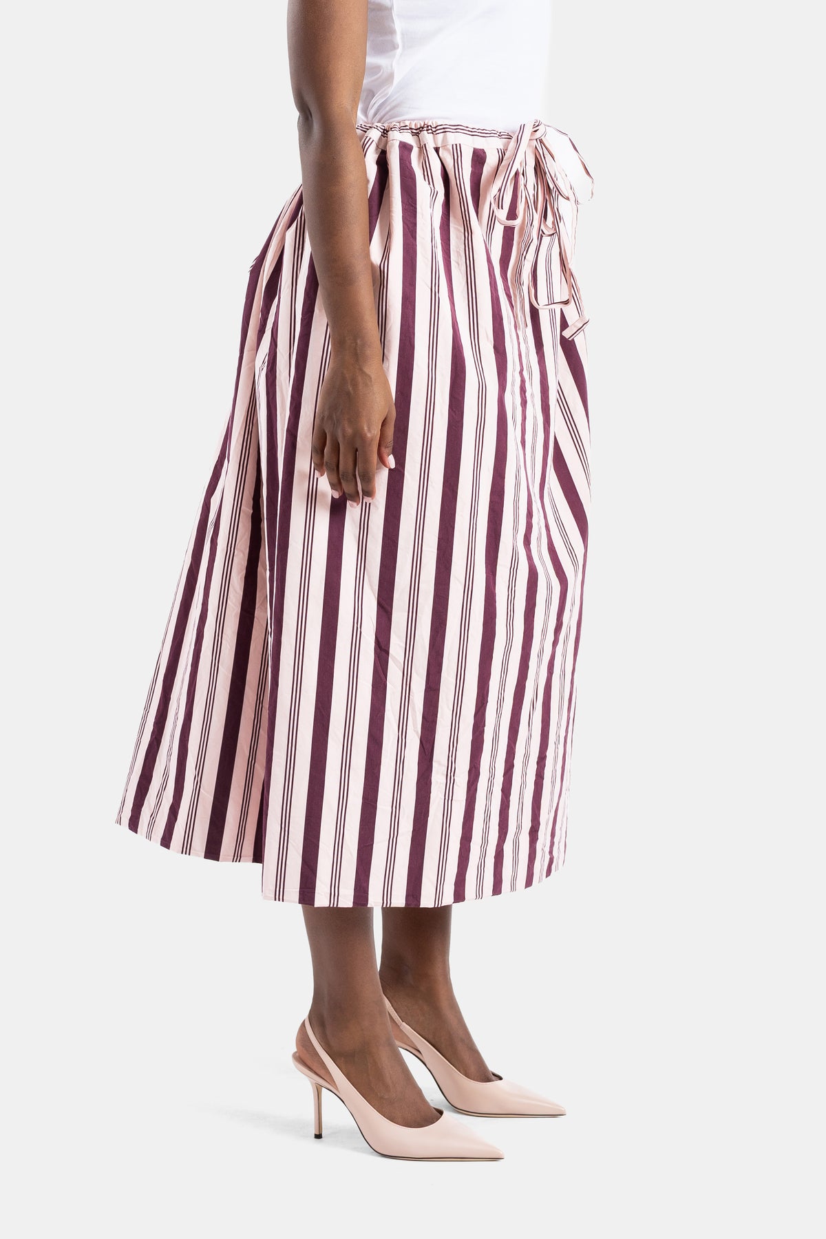 Bordeaux and Pink Striped Big Square Skirt