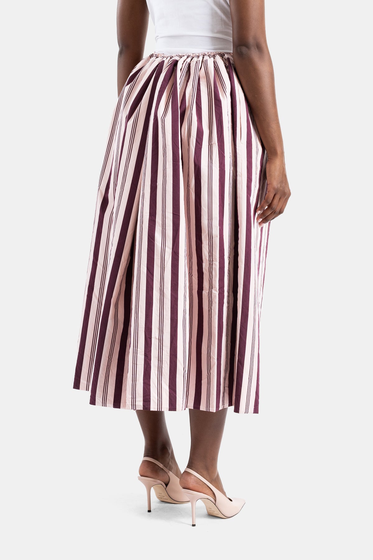 Bordeaux and Pink Striped Big Square Skirt