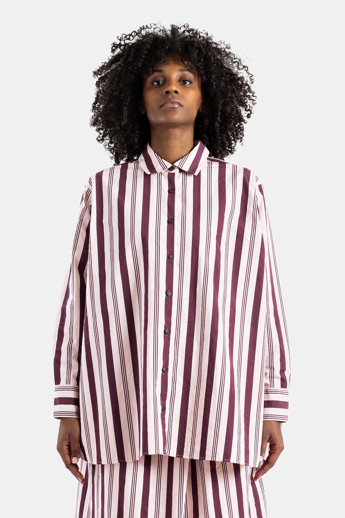 Chemise Pi rayée bordeaux et rose