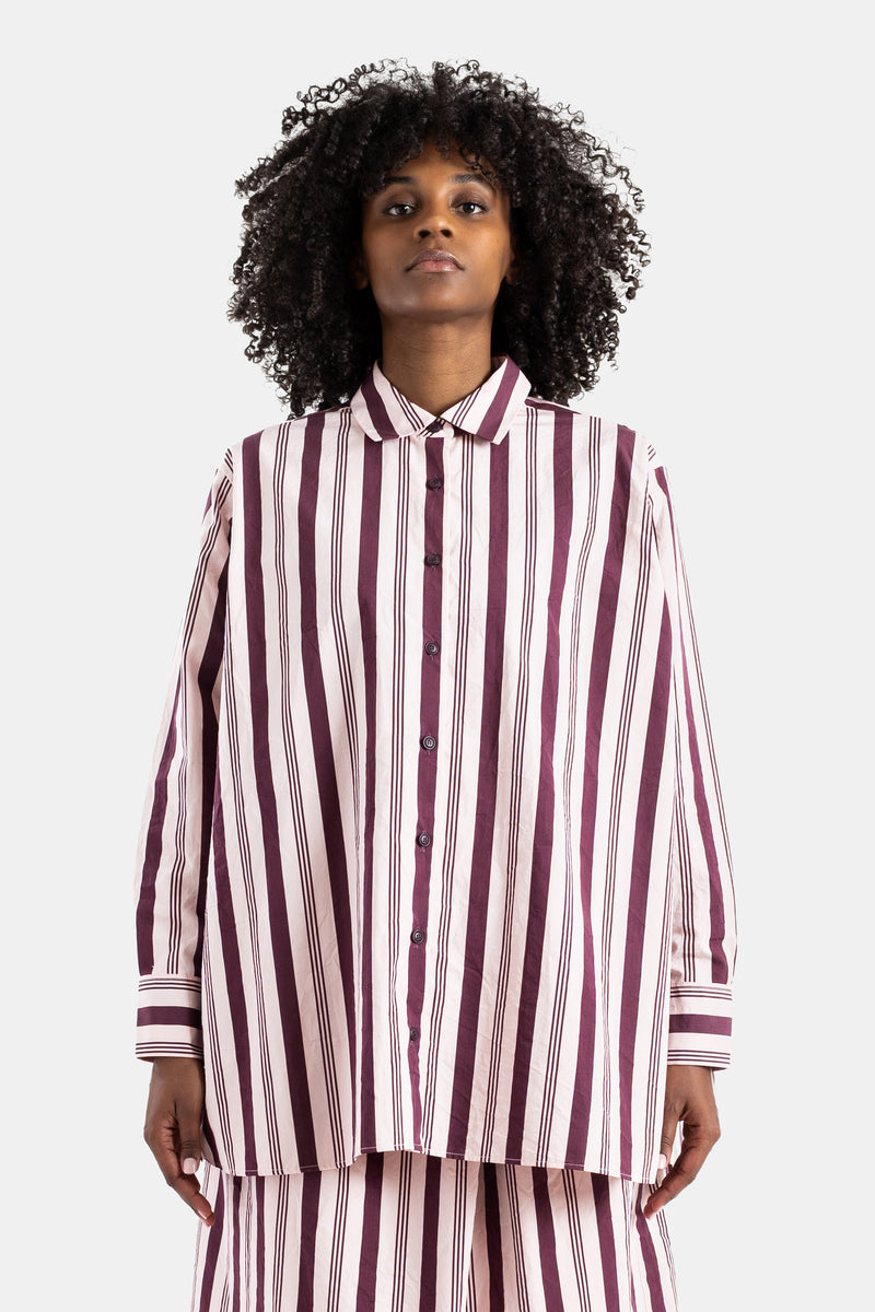 Chemise Pi rayée bordeaux et rose