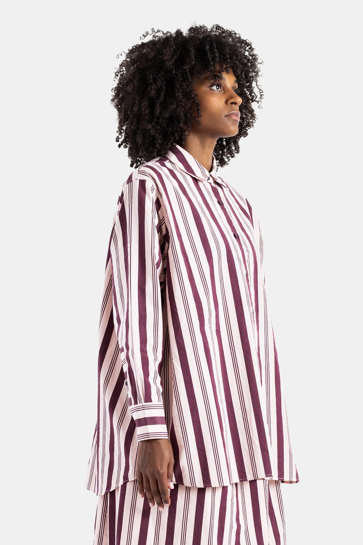 Chemise Pi rayée bordeaux et rose