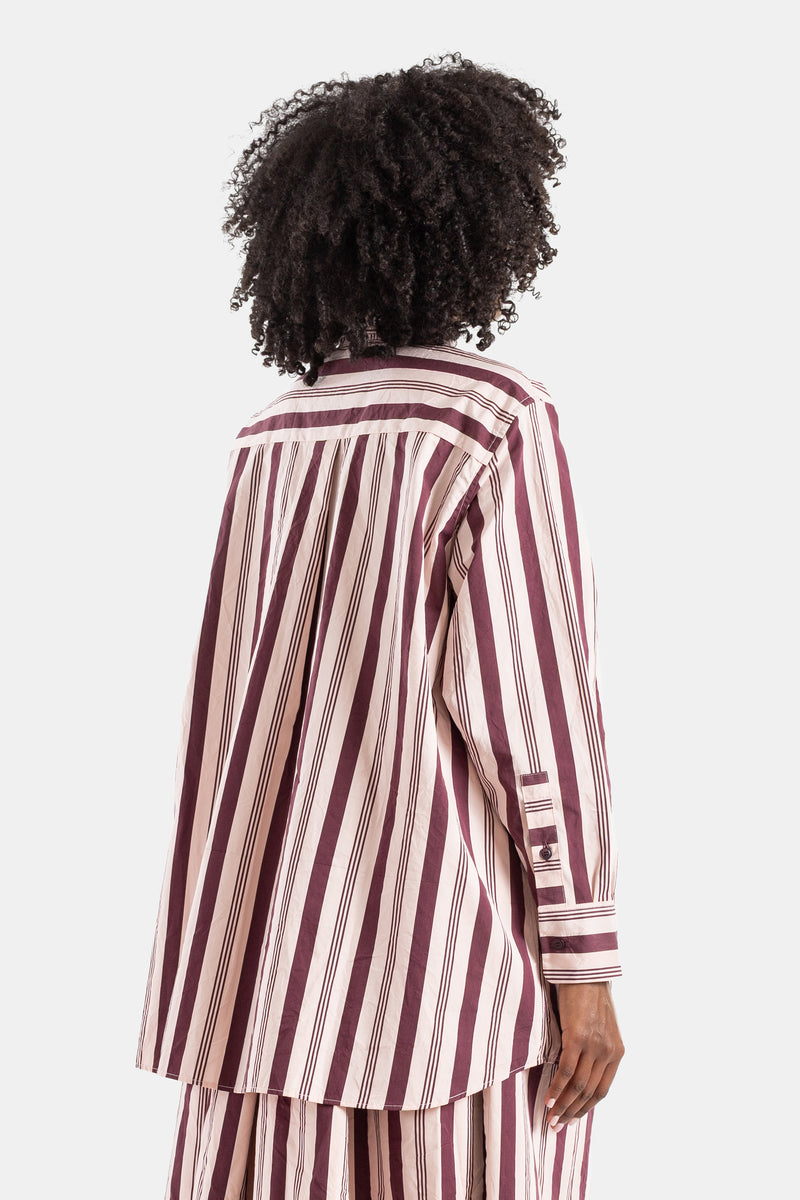 Chemise Pi rayée bordeaux et rose
