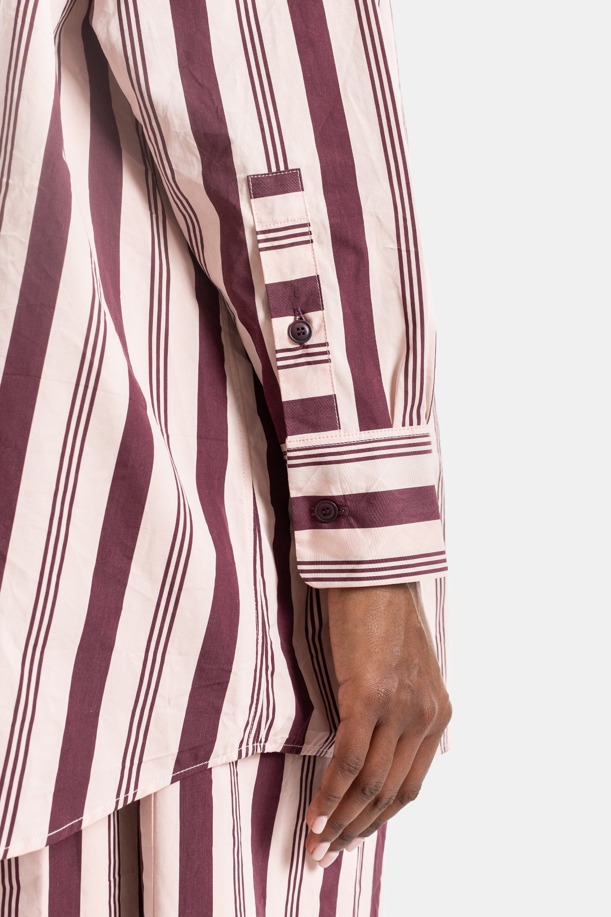 Chemise Pi rayée bordeaux et rose