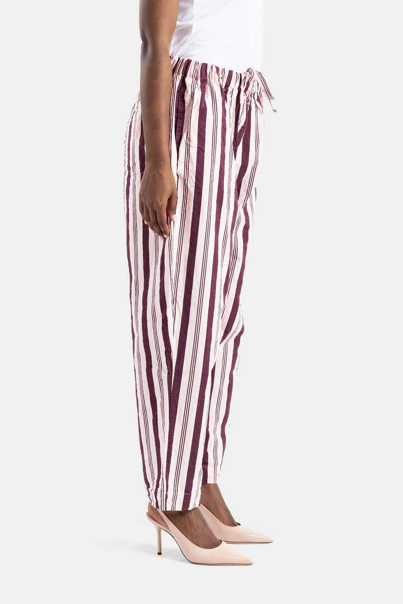 Striped Simple Trousers in Bordeaux and Pink