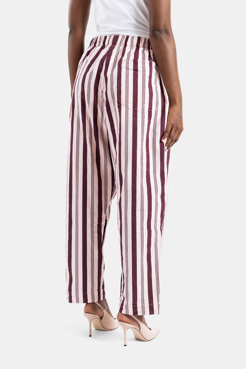 Striped Simple Trousers in Bordeaux and Pink