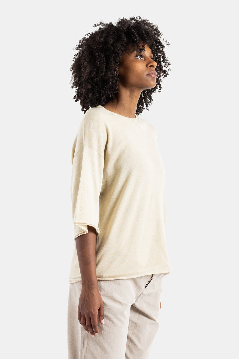 Oversized Raw-Edge T-Shirt Sand Beige