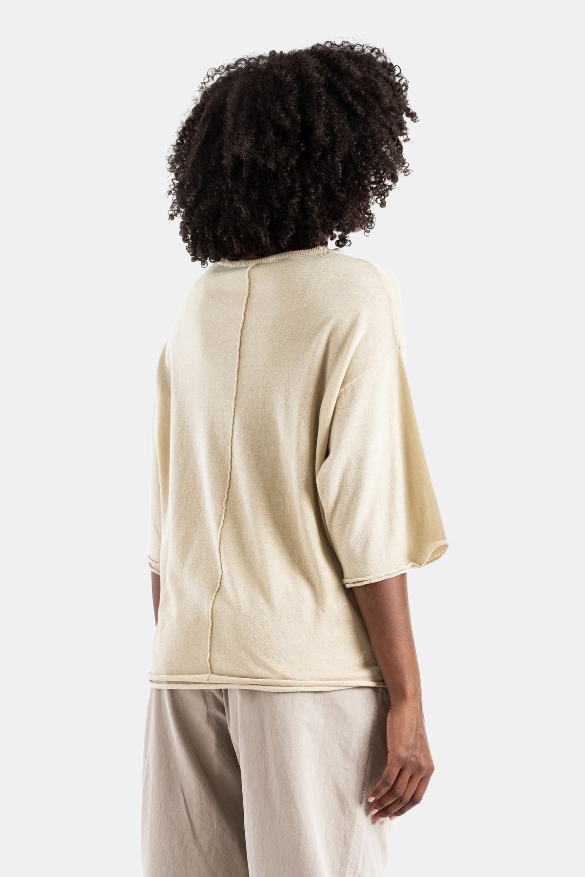 Oversized Raw-Edge T-Shirt Sand Beige